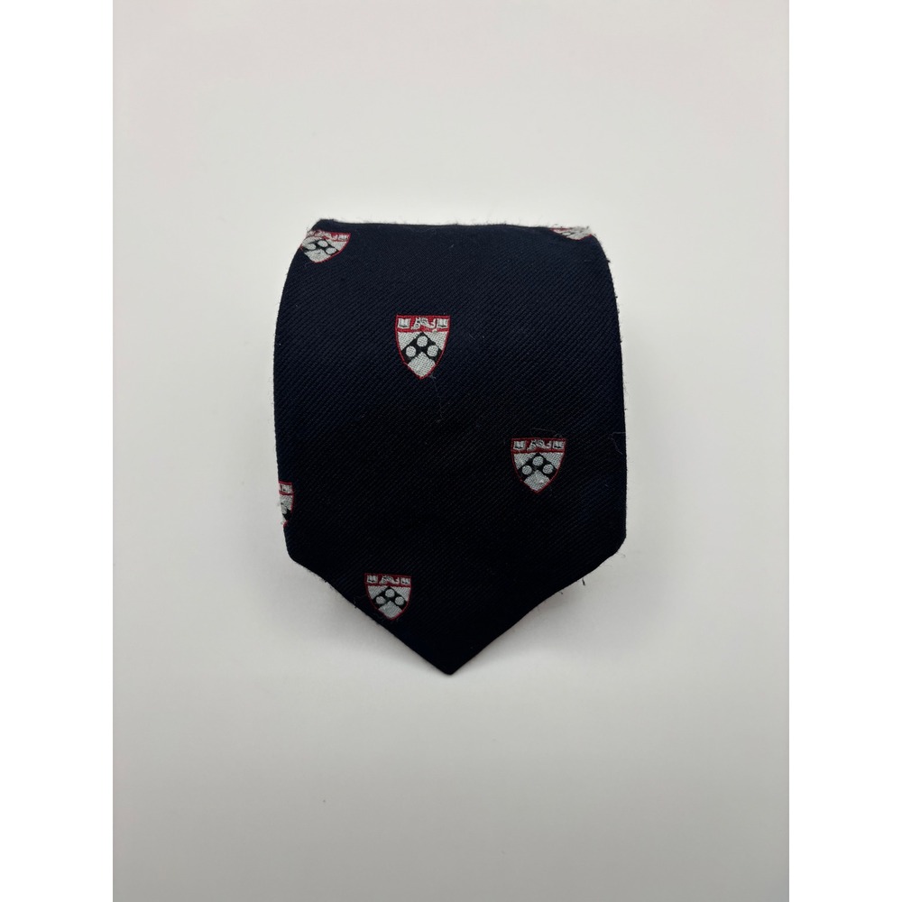 University of Pennsylvania UPenn Crest Navy Blue Poly Silk Tie Bookstore Label